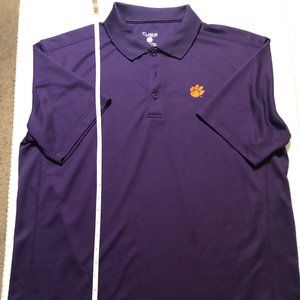 Clemson University Embroidered Tiger Paw. Polo Purple Size Large LIKE NEW!
